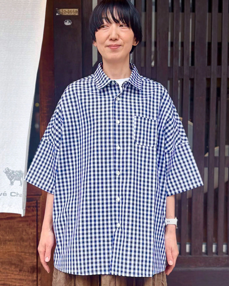 CHECK&STRIPE(チェック&ストライプ)】半袖シャツ 100そうコットン