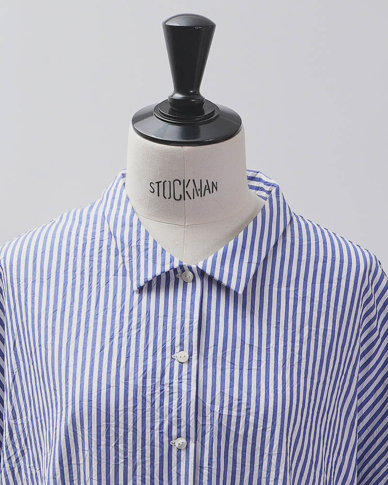 【CHECK&STRIPE(チェック&ストライプ)】小さな衿のローウエストワンピース 「sunny days stripe」