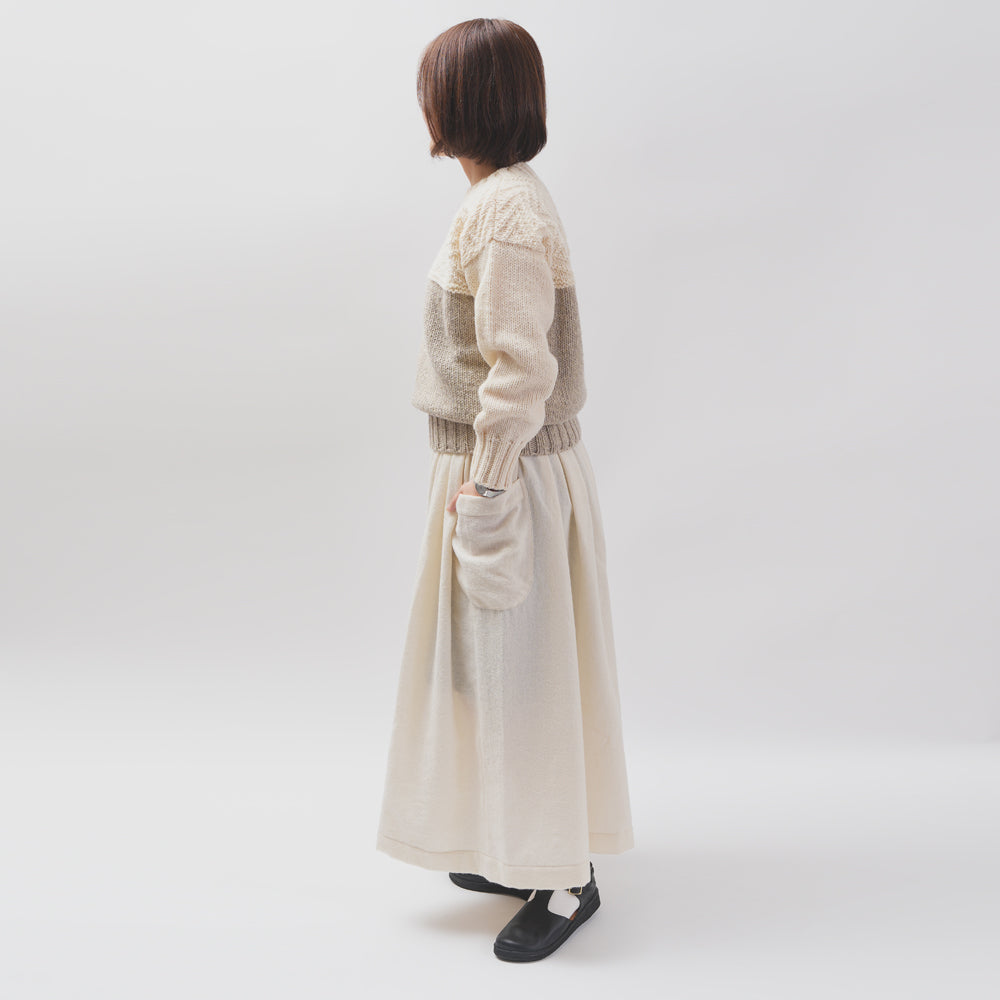 【CHECK&STRIPE(チェック&ストライプ)】2枚はぎのギャザースカート「ウールマフィーユ」