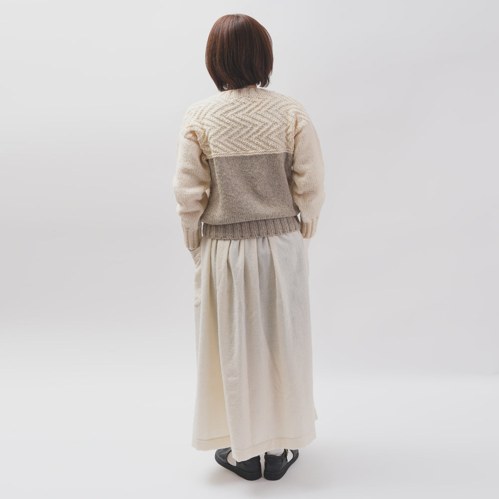 【CHECK&STRIPE(チェック&ストライプ)】2枚はぎのギャザースカート「ウールマフィーユ」