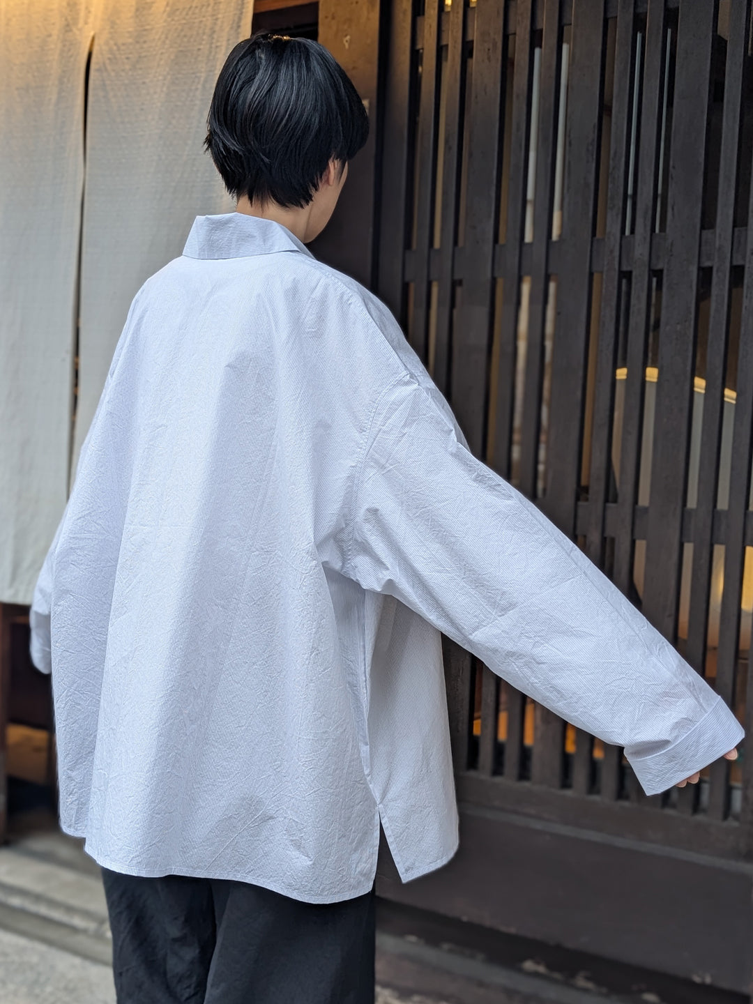 【CHECK&STRIPE(チェック&ストライプ)】ビックシャツ コットンパピエストライプ