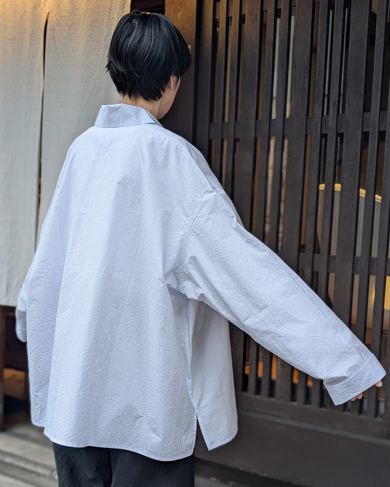 【CHECK&STRIPE(チェック&ストライプ)】ビックシャツ コットンパピエストライプ