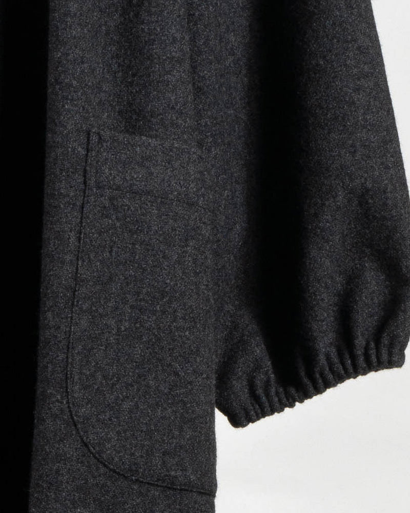 【CHECK&STRIPE(チェック&ストライプ)】ゴムシャーリングのワンピース 「薄手のカシミヤ混ウール」