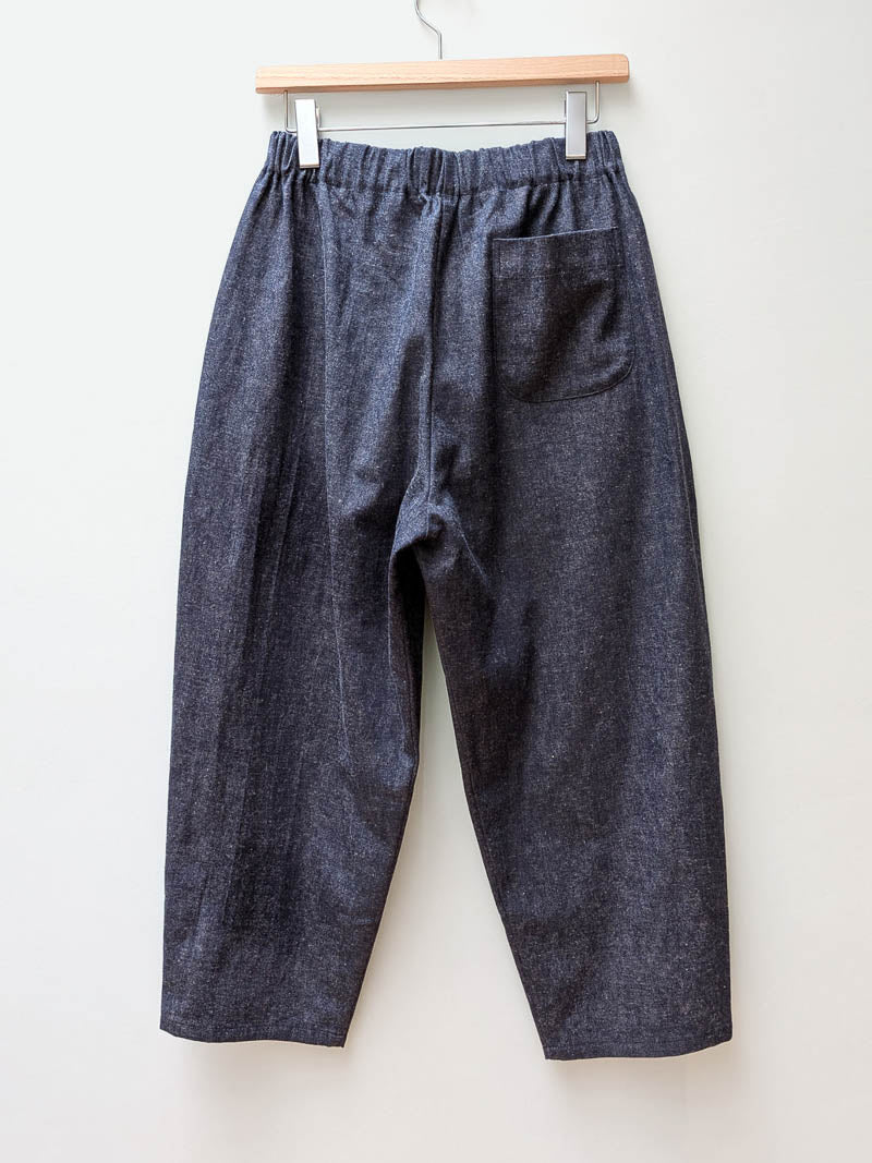 【CHECK&STRIPE(チェック&ストライプ)】シンプルテーパードパンツ ハーフリネンデニム