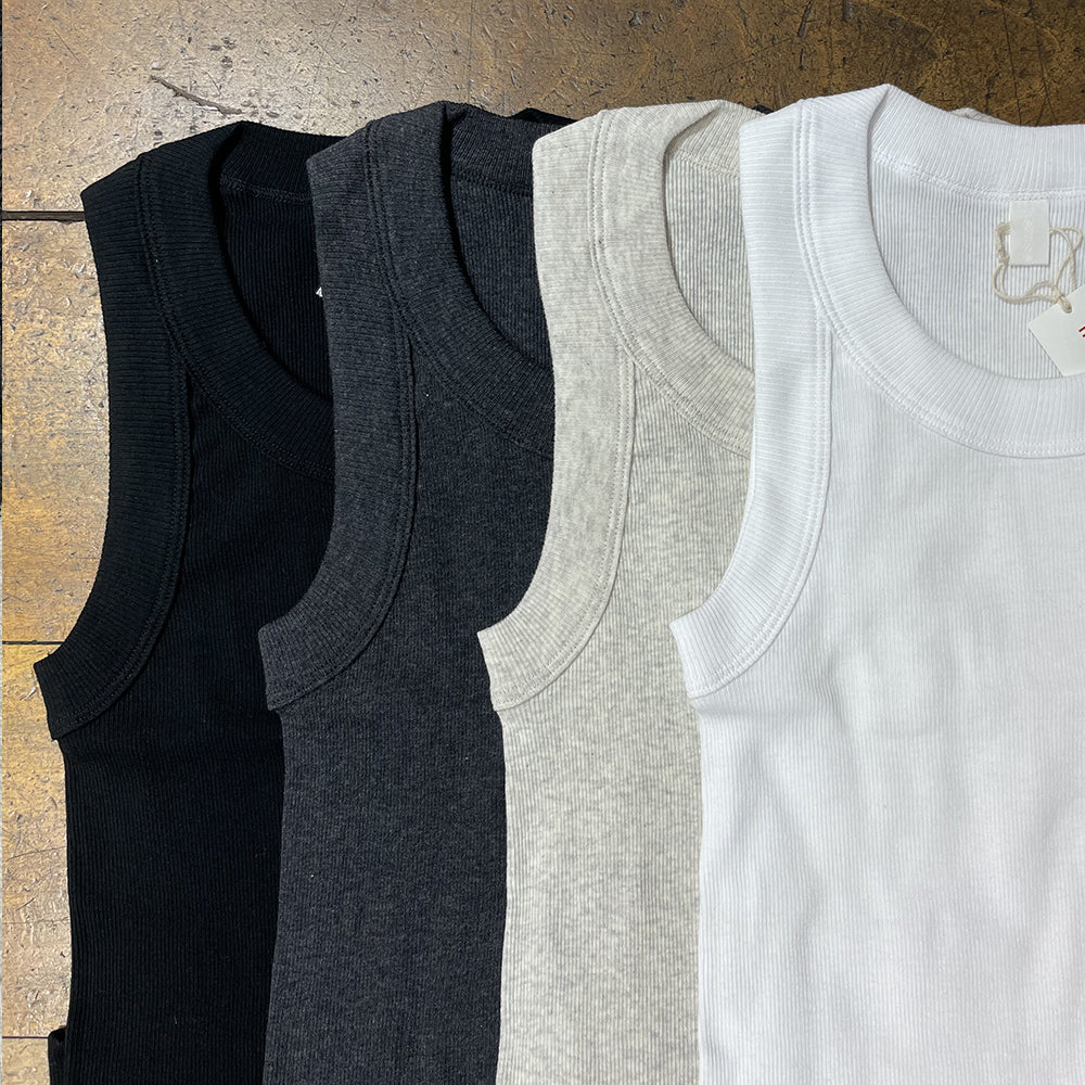 【homspun (ホームスパン) 】40/1丸胴テレコノースリーブ PO