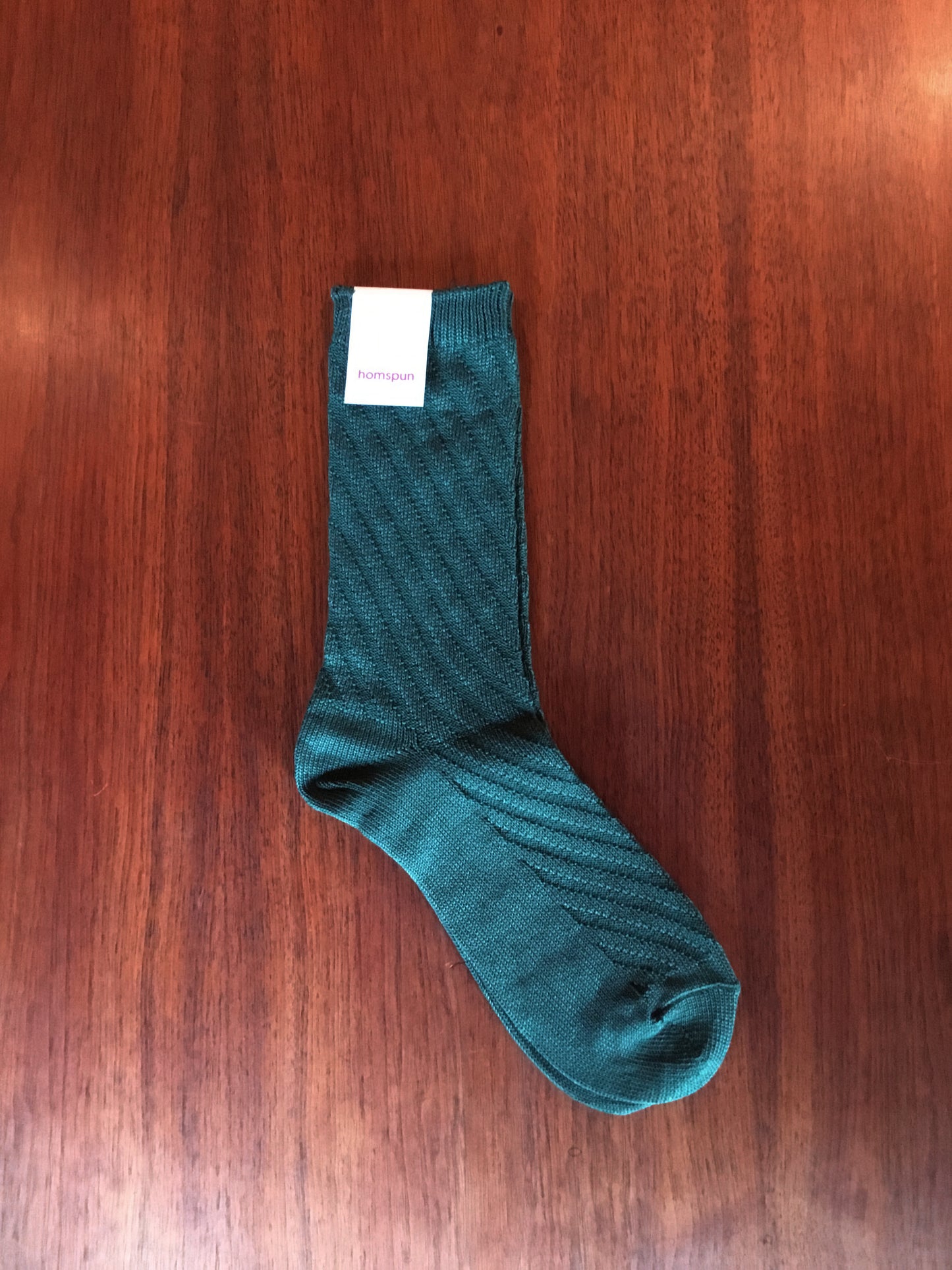 【homspun (ホームスパン) 】シルケットコットン斜めリブソックス