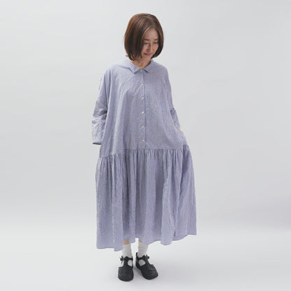 【CHECK&STRIPE(チェック&ストライプ)】小さな衿のローウエストワンピース 「sunny days check」