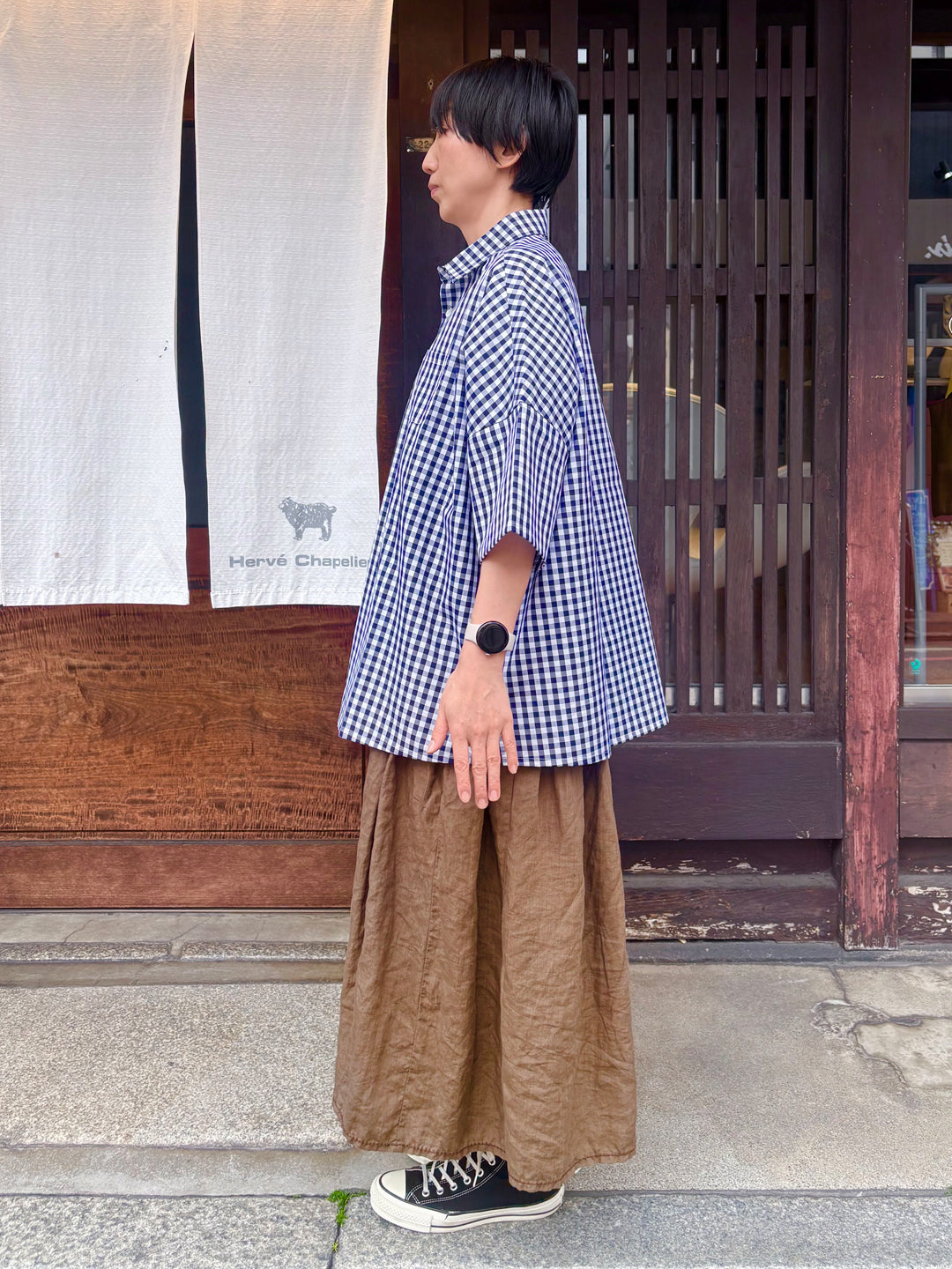 【CHECK&STRIPE(チェック&ストライプ)】半袖シャツ 100そうコットンギンガムチェック