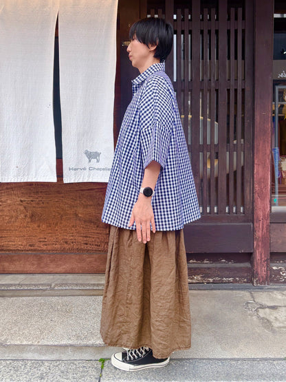 【CHECK&STRIPE(チェック&ストライプ)】半袖シャツ 100そうコットンギンガムチェック