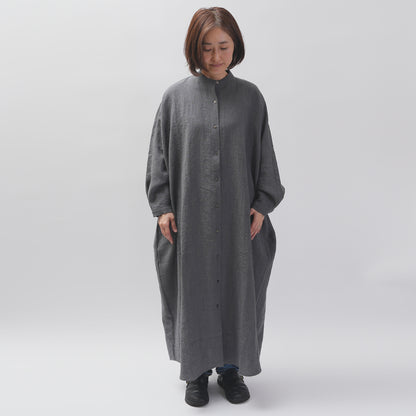 [CHECK & STRIPE (check & striped)] Dolman sleeve dress "linen wool lin reine"