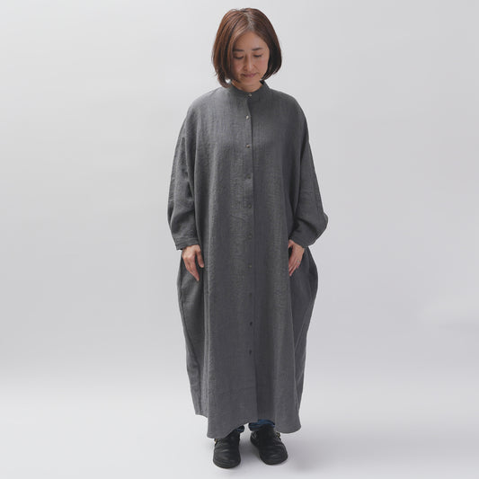 [CHECK & STRIPE (check & striped)] Dolman sleeve dress "linen wool lin reine"
