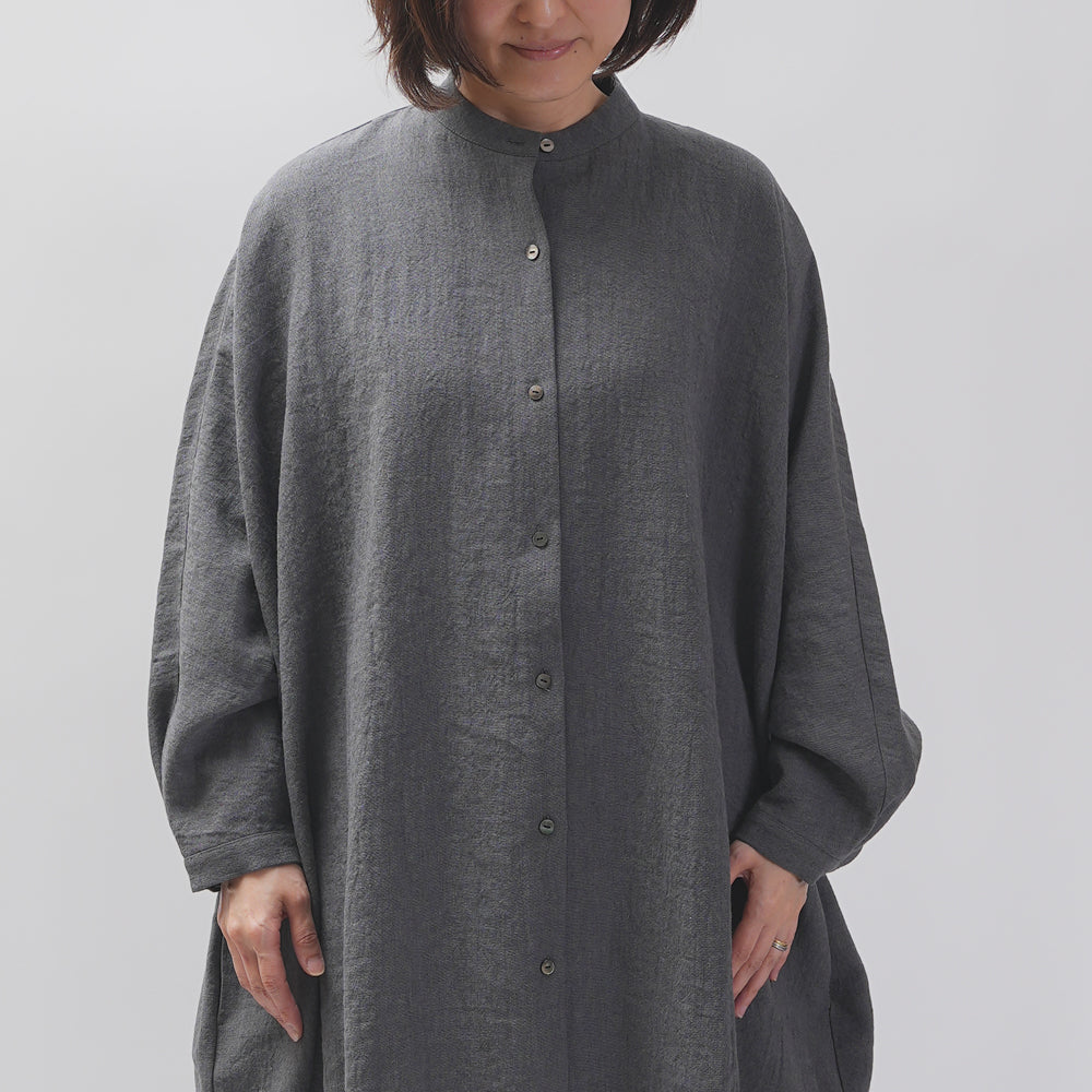 [CHECK & STRIPE (check & striped)] Dolman sleeve dress "linen wool lin reine"