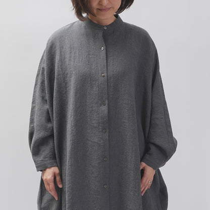 [CHECK & STRIPE (check & striped)] Dolman sleeve dress "linen wool lin reine"