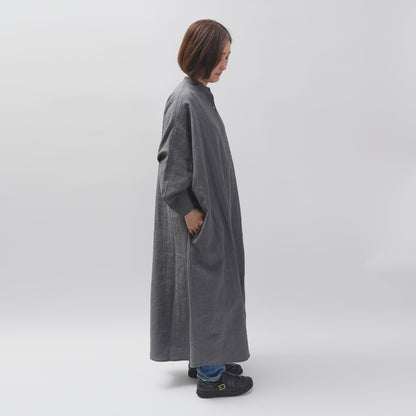 [CHECK & STRIPE (check & striped)] Dolman sleeve dress "linen wool lin reine"