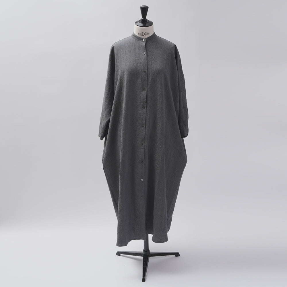 [CHECK & STRIPE (check & striped)] Dolman sleeve dress "linen wool lin reine"