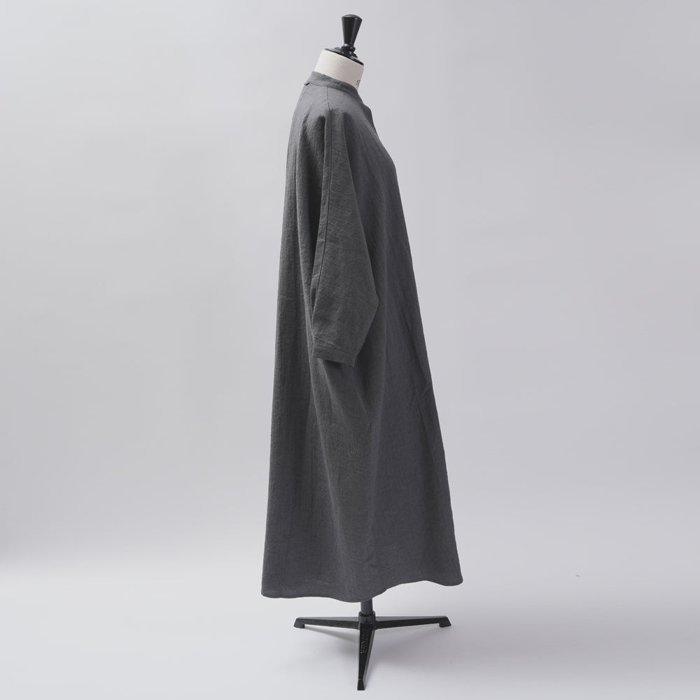 [CHECK & STRIPE (check & striped)] Dolman sleeve dress "linen wool lin reine"