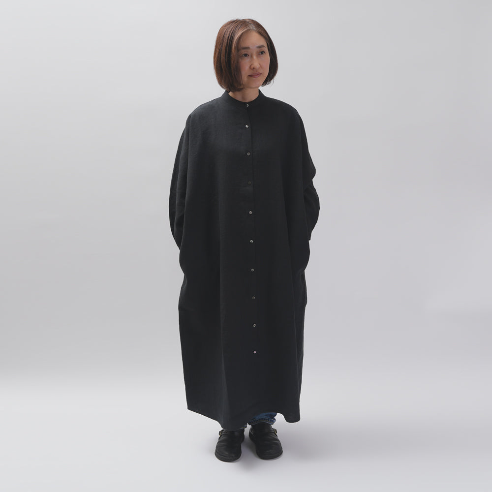 [CHECK & STRIPE (check & striped)] Dolman sleeve dress "linen wool lin reine"