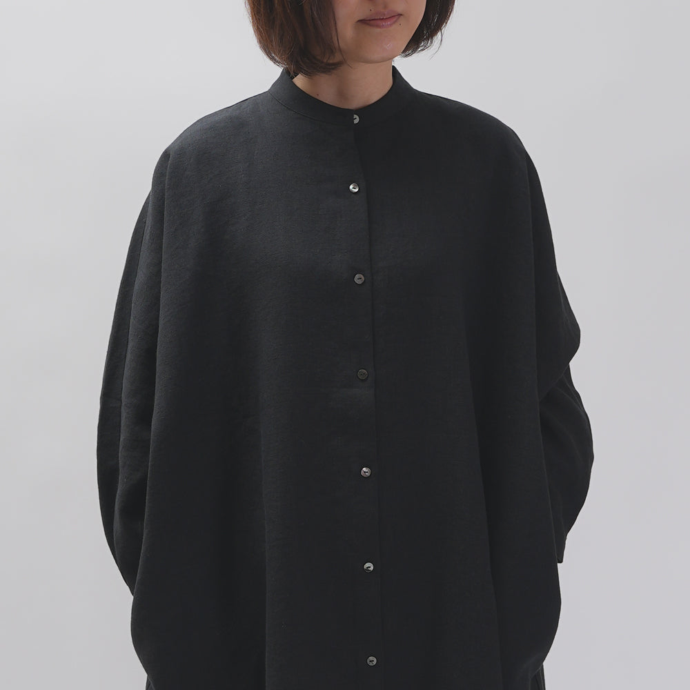 [CHECK & STRIPE (check & striped)] Dolman sleeve dress "linen wool lin reine"