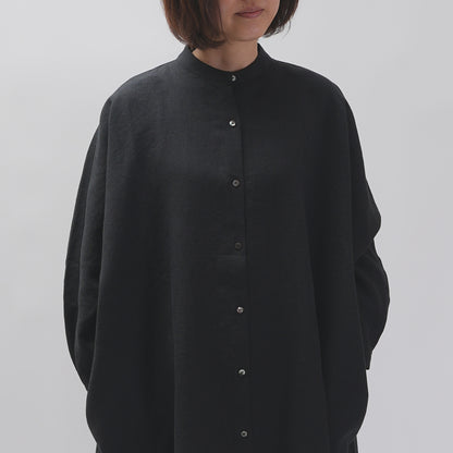 [CHECK & STRIPE (check & striped)] Dolman sleeve dress "linen wool lin reine"