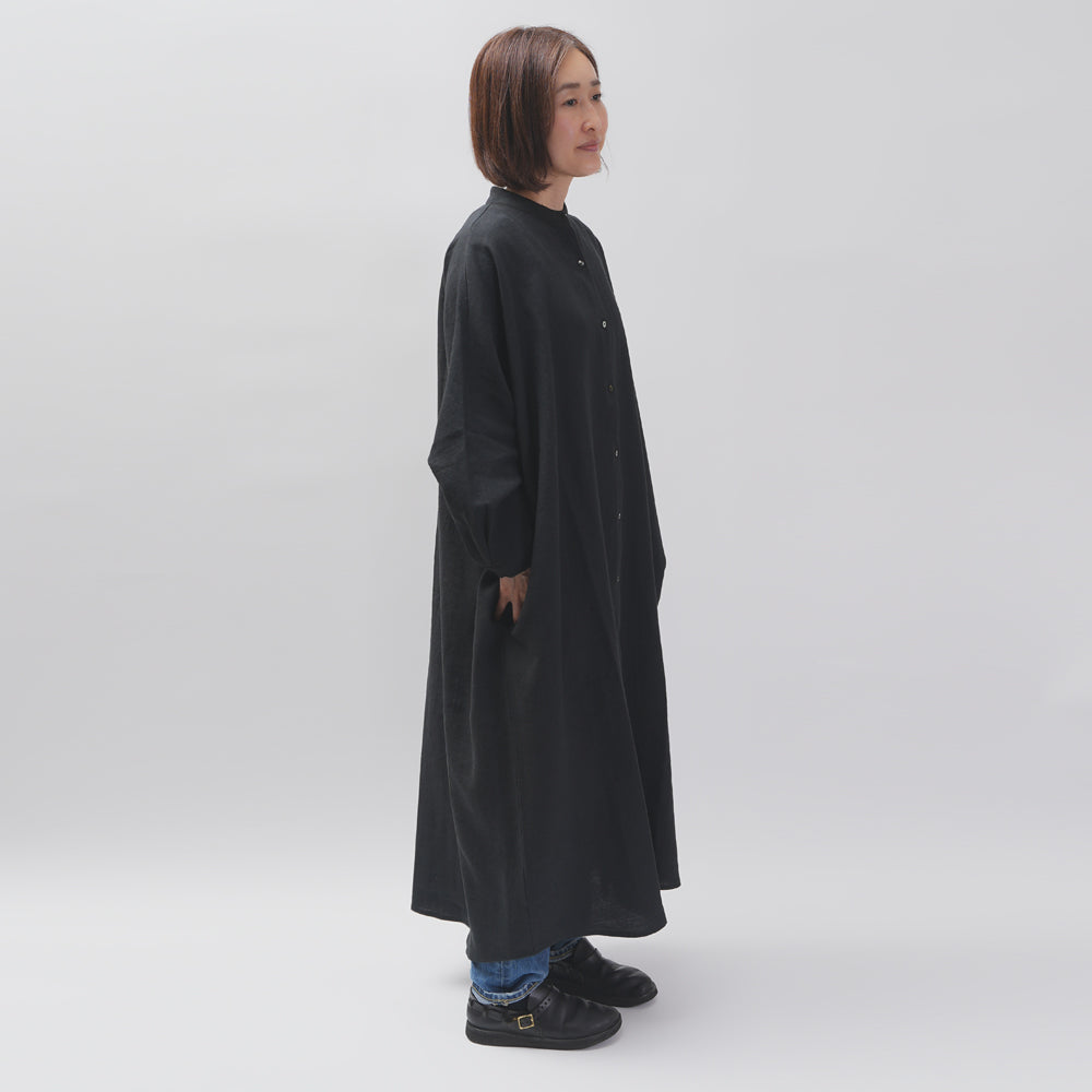 [CHECK & STRIPE (check & striped)] Dolman sleeve dress "linen wool lin reine"