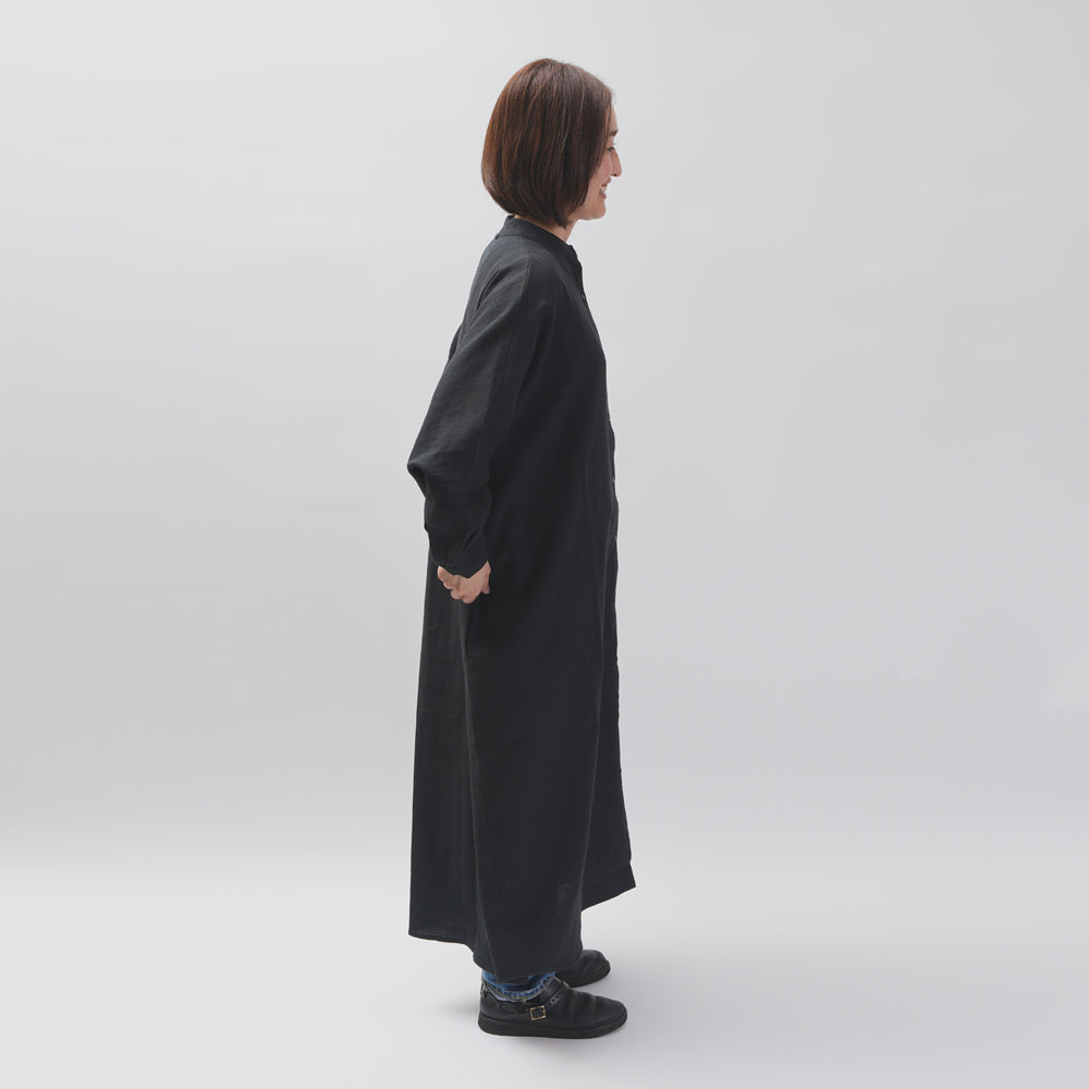 [CHECK & STRIPE (check & striped)] Dolman sleeve dress "linen wool lin reine"