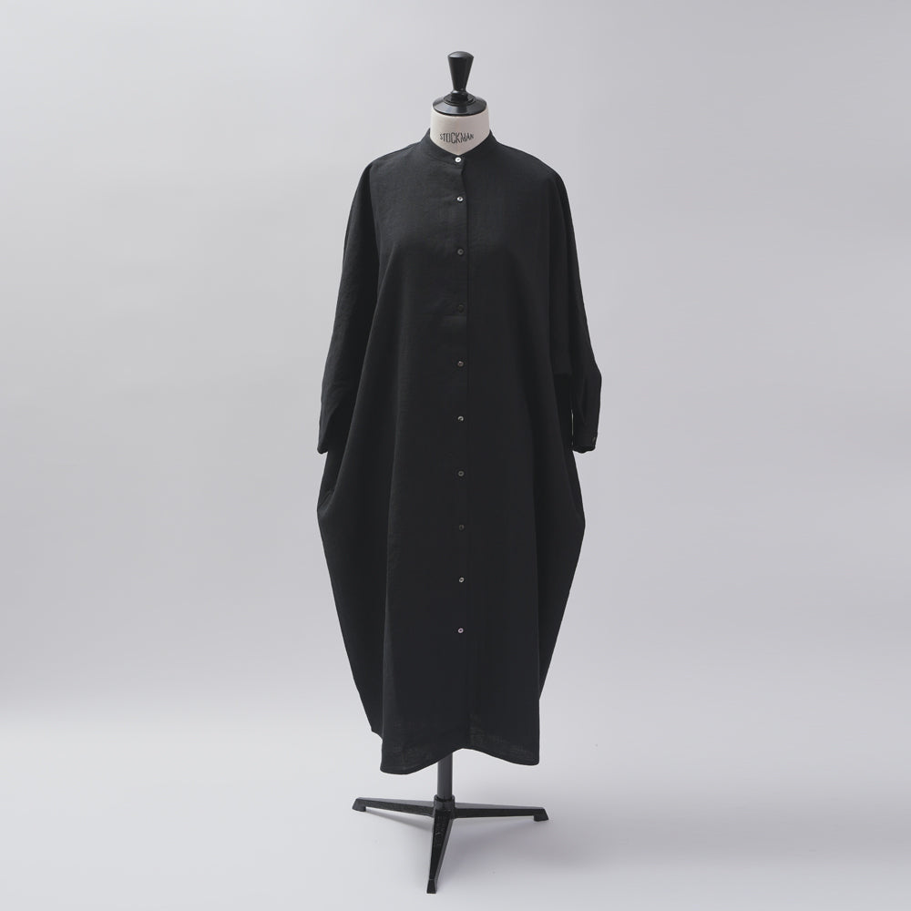 [CHECK & STRIPE (check & striped)] Dolman sleeve dress "linen wool lin reine"