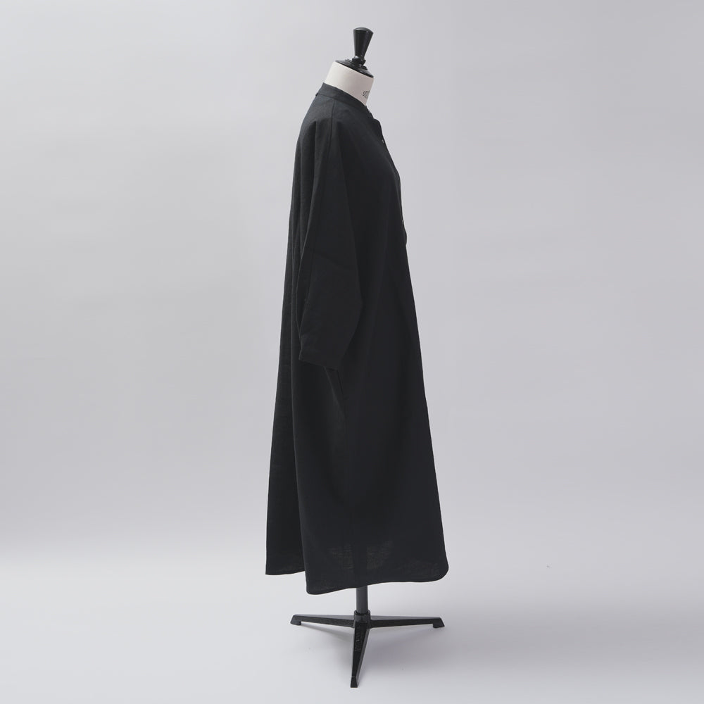 [CHECK & STRIPE (check & striped)] Dolman sleeve dress "linen wool lin reine"