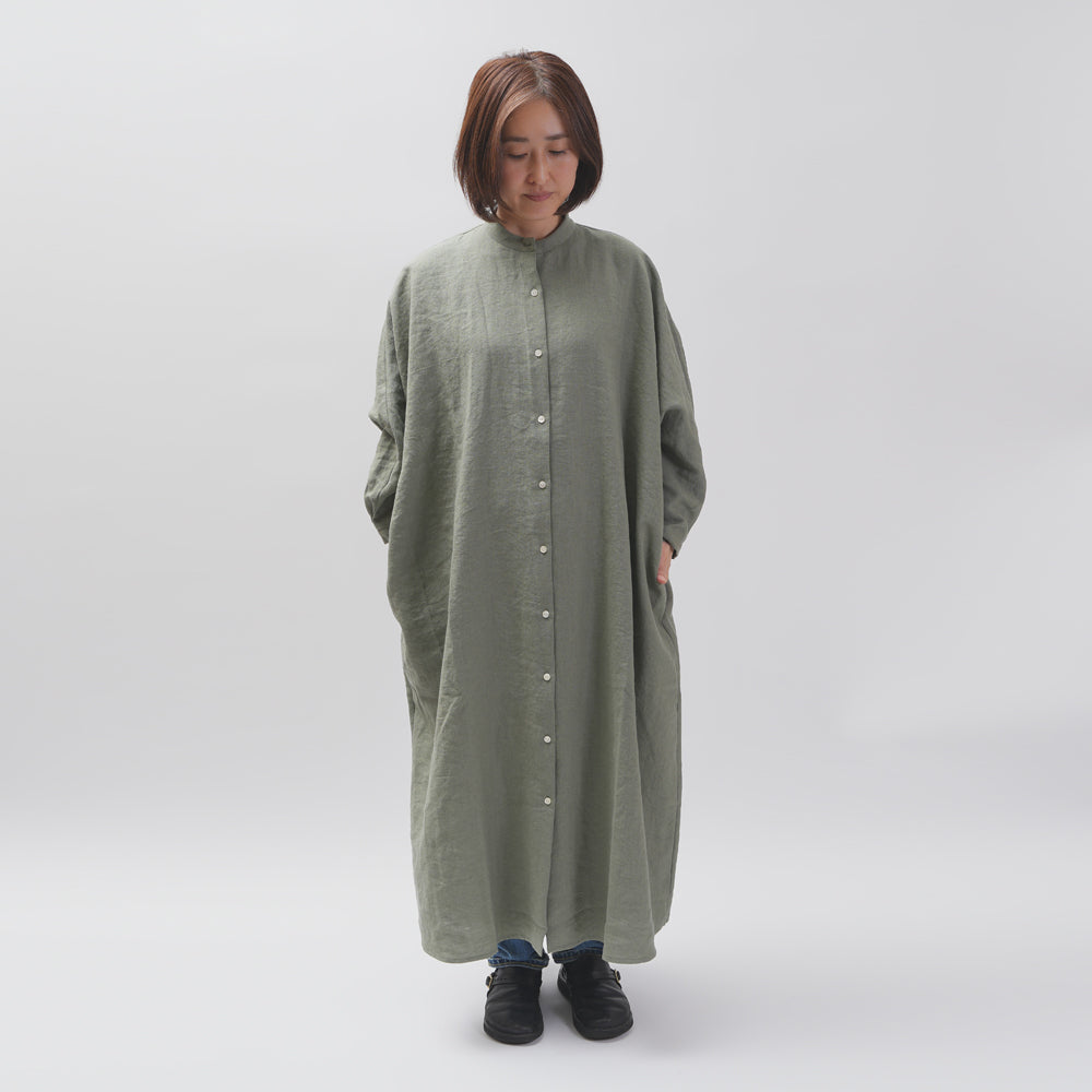 [CHECK & STRIPE (check & striped)] Dolman sleeve dress "linen wool lin reine"