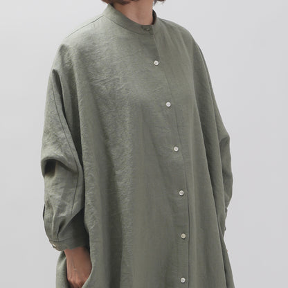 [CHECK & STRIPE (check & striped)] Dolman sleeve dress "linen wool lin reine"