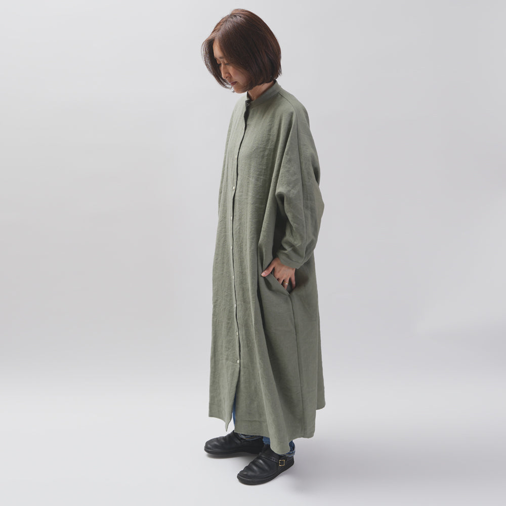 [CHECK & STRIPE (check & striped)] Dolman sleeve dress "linen wool lin reine"