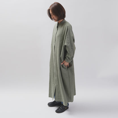 [CHECK & STRIPE (check & striped)] Dolman sleeve dress "linen wool lin reine"