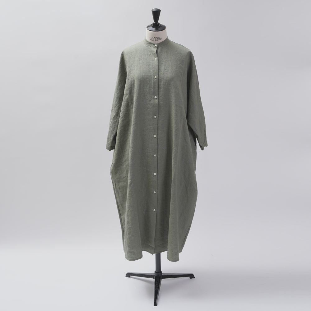 [CHECK & STRIPE (check & striped)] Dolman sleeve dress "linen wool lin reine"