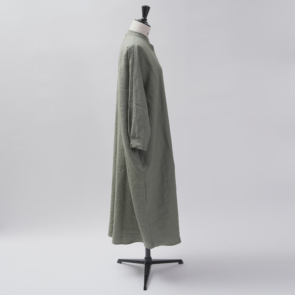[CHECK & STRIPE (check & striped)] Dolman sleeve dress "linen wool lin reine"