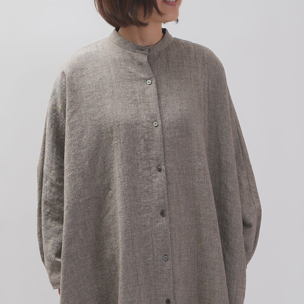 [CHECK & STRIPE (check & striped)] Dolman sleeve dress "linen wool lin reine"