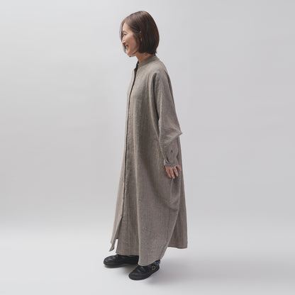 [CHECK & STRIPE (check & striped)] Dolman sleeve dress "linen wool lin reine"