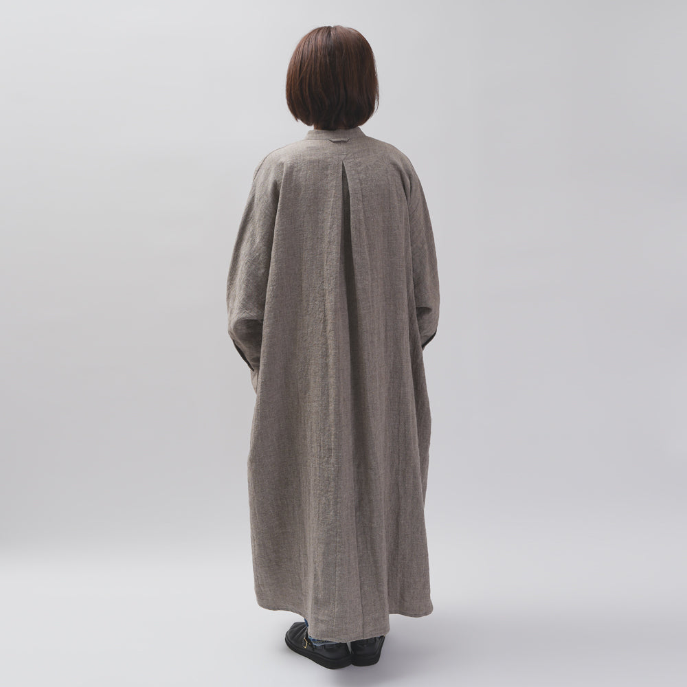 [CHECK & STRIPE (check & striped)] Dolman sleeve dress "linen wool lin reine"