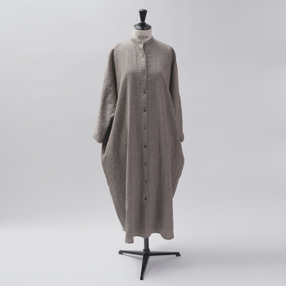 [CHECK & STRIPE (check & striped)] Dolman sleeve dress "linen wool lin reine"