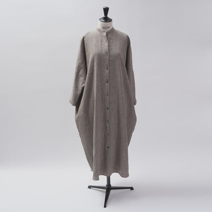 [CHECK & STRIPE (check & striped)] Dolman sleeve dress "linen wool lin reine"