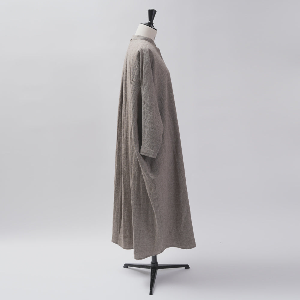 [CHECK & STRIPE (check & striped)] Dolman sleeve dress "linen wool lin reine"
