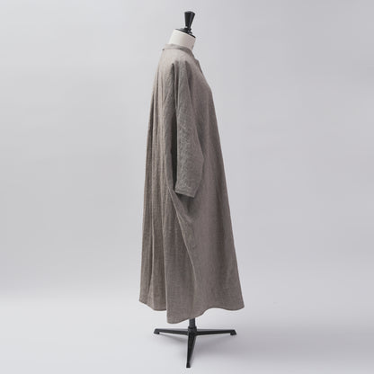 [CHECK & STRIPE (check & striped)] Dolman sleeve dress "linen wool lin reine"