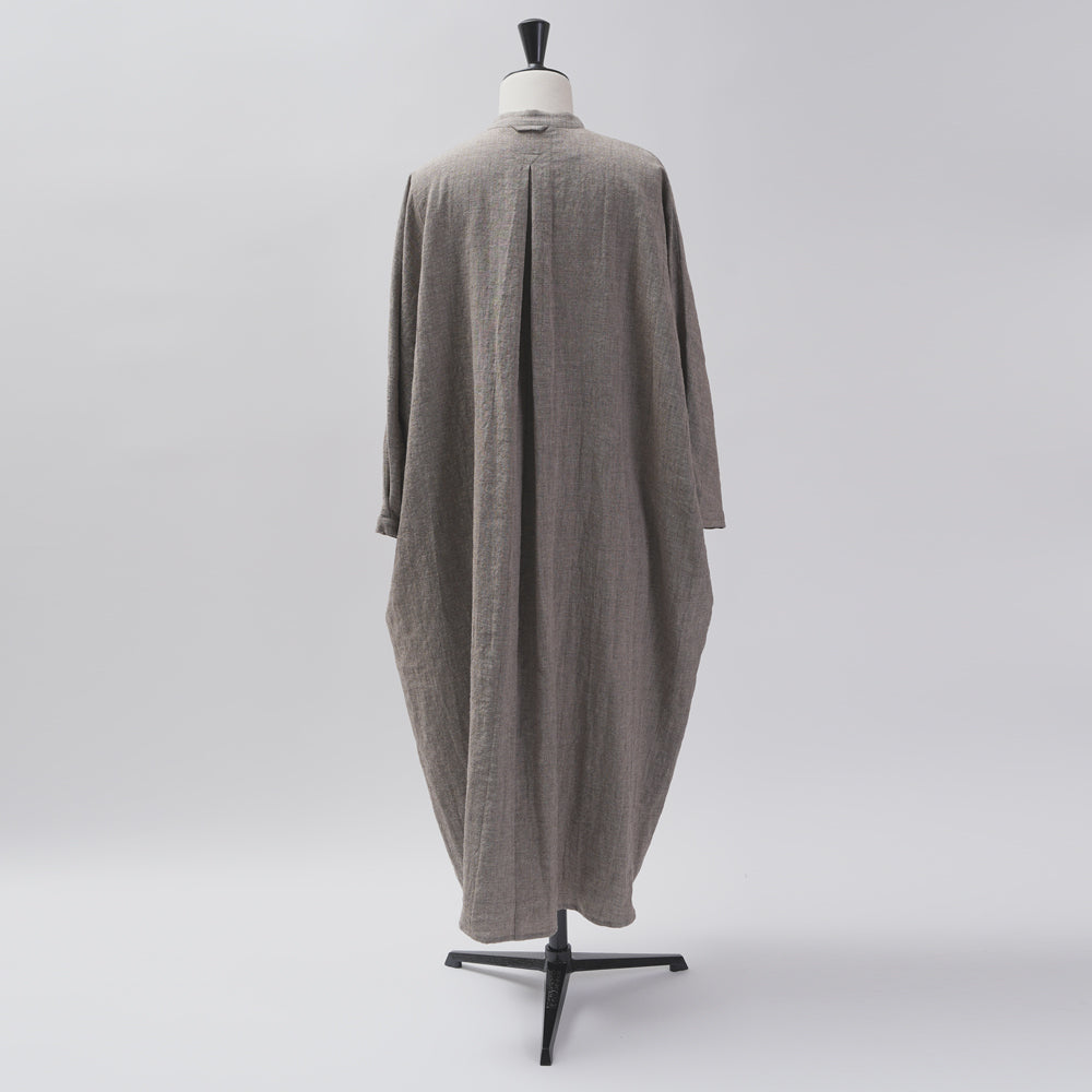 [CHECK & STRIPE (check & striped)] Dolman sleeve dress "linen wool lin reine"