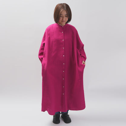 [CHECK & STRIPE (check & striped)] Dolman sleeve dress "linen wool lin reine"