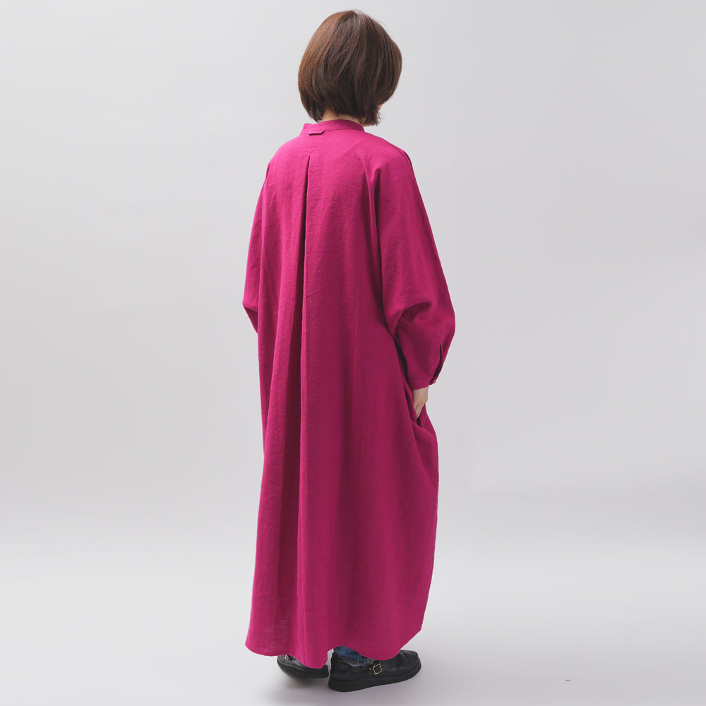 [CHECK & STRIPE (check & striped)] Dolman sleeve dress "linen wool lin reine"
