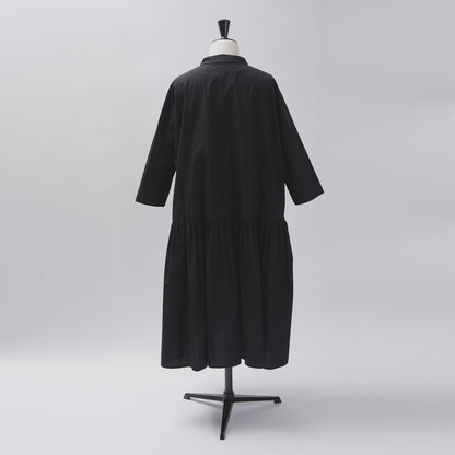 【CHECK&STRIPE(チェック&ストライプ)】小さな衿のローウエストワンピース コットンパピエ