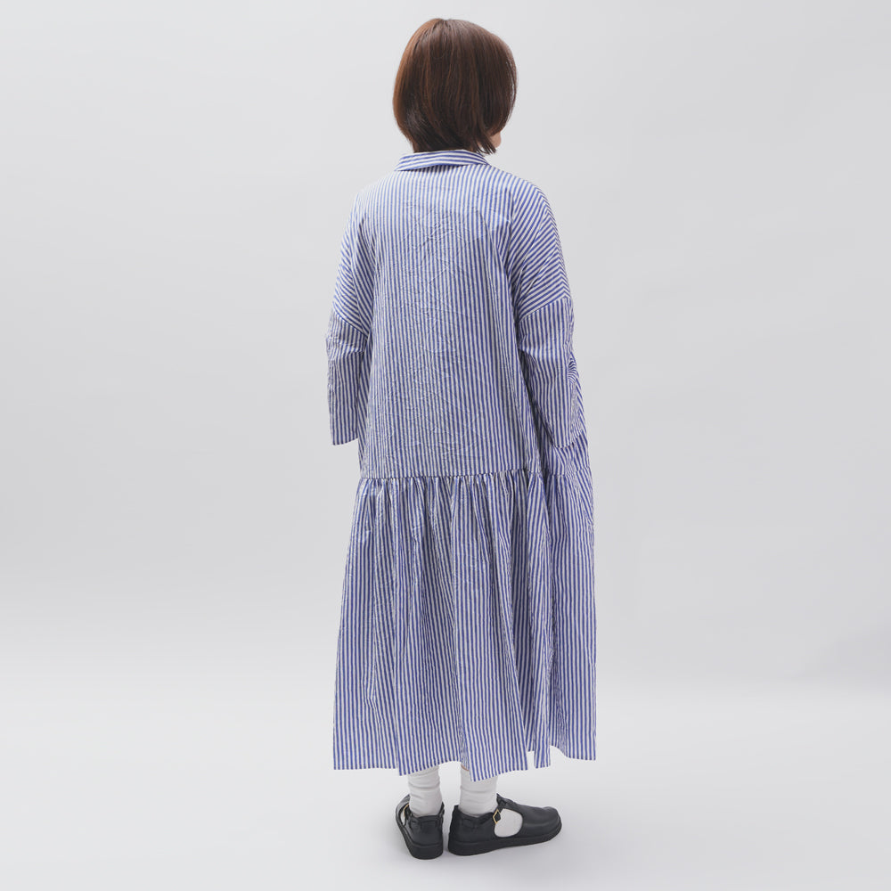 [CHECK & STRIPE (check & striped)] Low waist dress "Sunny Days Stripe" with a small collar