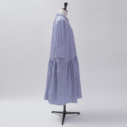 [CHECK & STRIPE (check & striped)] Low waist dress "Sunny Days Stripe" with a small collar