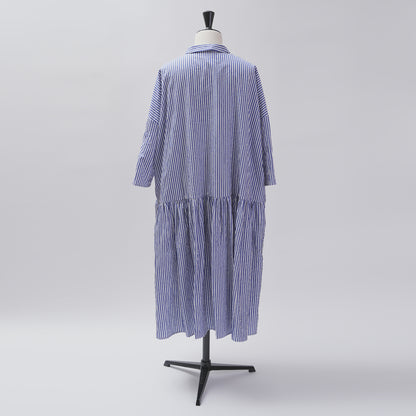[CHECK & STRIPE (check & striped)] Low waist dress "Sunny Days Stripe" with a small collar