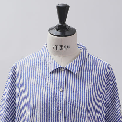 [CHECK & STRIPE (check & striped)] Low waist dress "Sunny Days Stripe" with a small collar