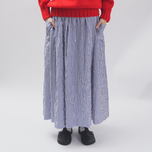 【CHECK&STRIPE(チェック&ストライプ)】3枚はぎのギャザースカート「sunny days stripe／sunny days check」