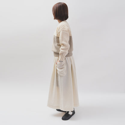 【CHECK&STRIPE(チェック&ストライプ)】2枚はぎのギャザースカート「ウールマフィーユ」
